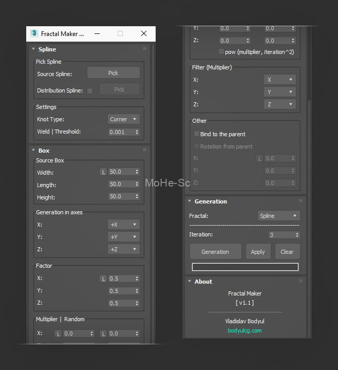 3DMAX 样条线创建分形形状插件 Fractal Maker V1.0 For 3ds Max 2010 - 2023