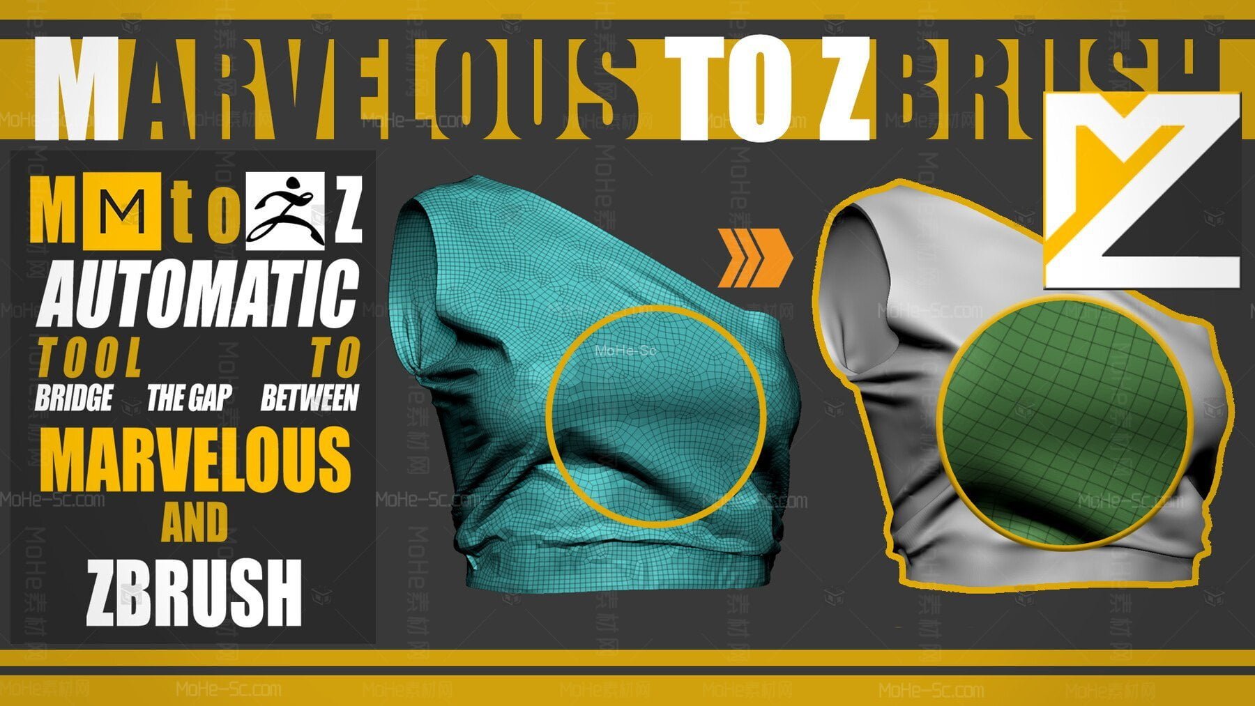 Zbrush导入布料建模插件Marvelous MTOZ 1.0  For Zbrush 2020 ~ 2022