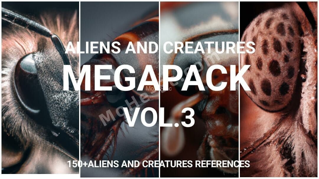 150 种来自世界上最隐秘地方的各种昆虫和野兽参考图 Aliens and Creatures Vol.3