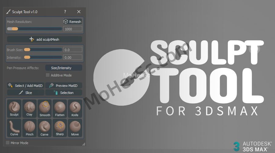 3DS MAX 雕刻脚本插件 Sculpt Tool v1.0 For  3dsmax 2023 ~ 2024 英文破解版