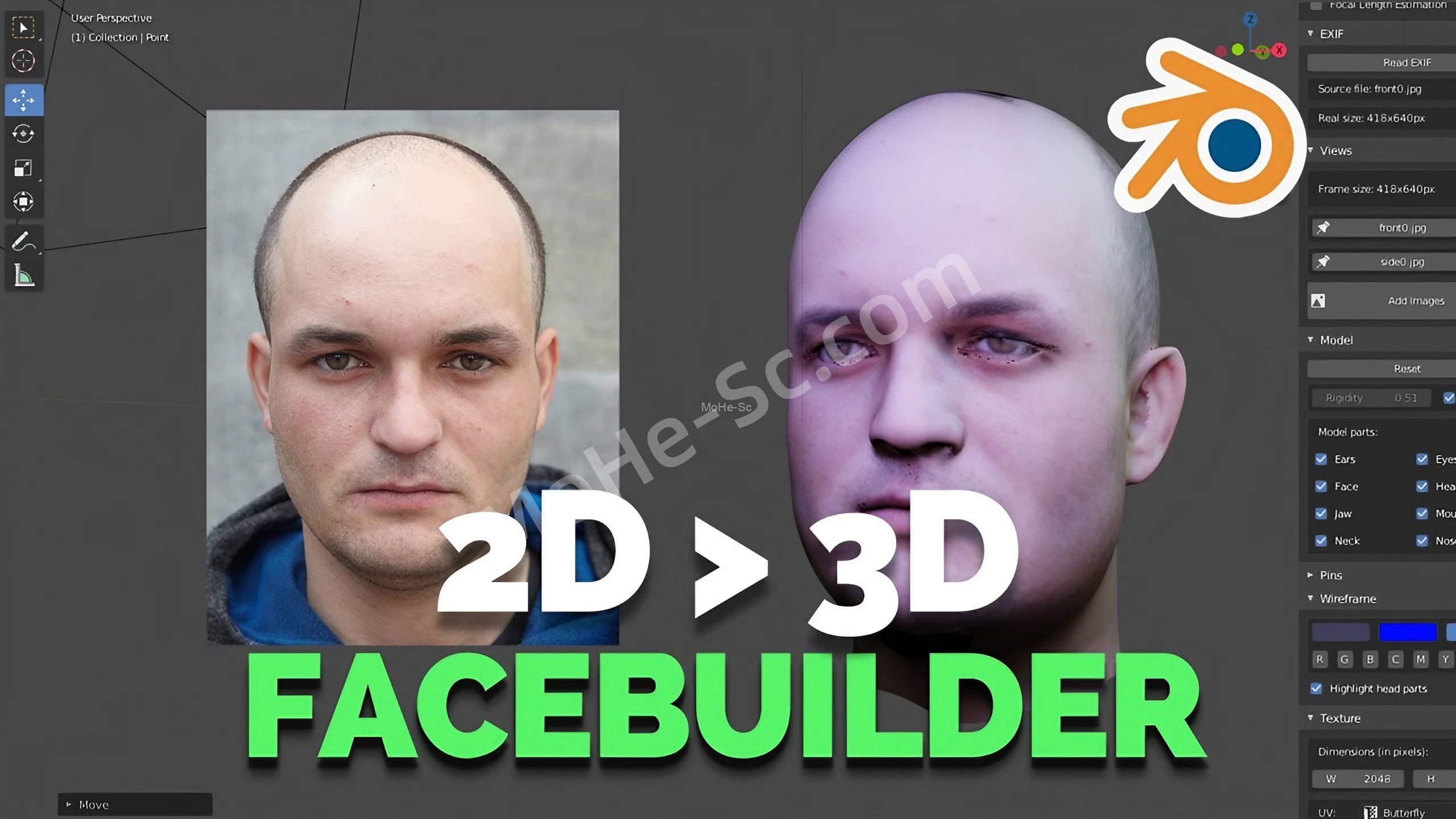 Blender根据图片制作面部模型插件 KeenTools FaceBuilder For Blender 2.8+