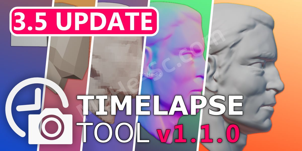 Blender模型变化延时记录插件 Timelapse Tool V1.1.1 For Blender 3.0+