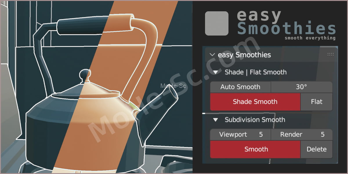 Blender模型平滑插件 Easy Smoothies v1.0.0 For Blender 3.0+