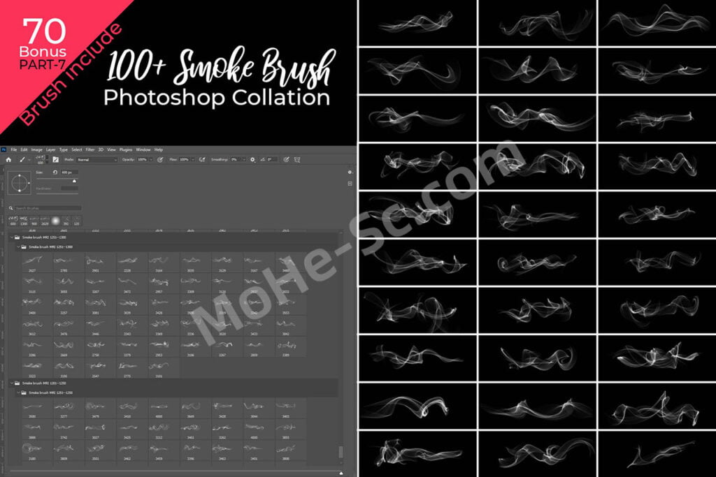 200个高清烟雾效果Photoshop笔刷，适用于任何PS版本，游戏或艺术作品的视觉装饰元素