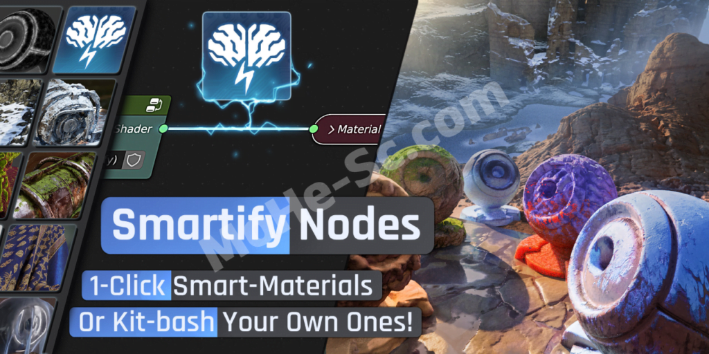 Blender节点特效智能材质预设资产预设 Smartify Nodes V1.03 For Blender 3.1+