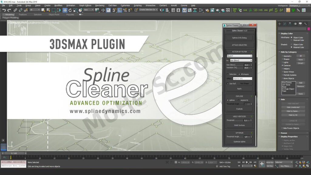 3DMAX样条线整理整洁工具Spline Cleaner v1.86 For 3DS MAX 2012~2024