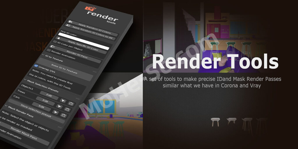 Blender模型单独分层通道渲染插件 Render Tools V1.5 For Blender 3.3 +