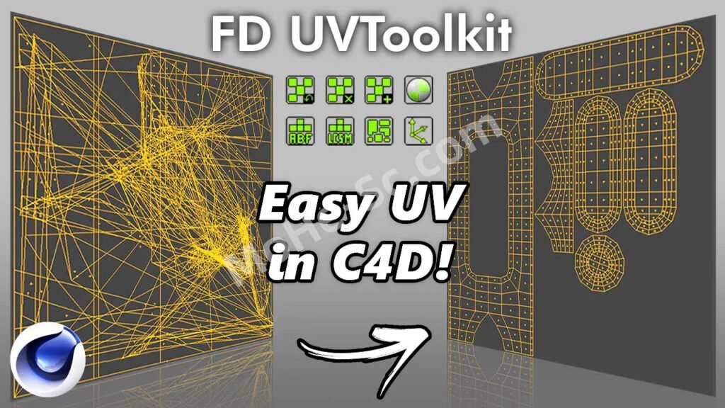 C4D快速展UV插件 FD UVToolkit 1.1 For Cinema 4D R23 ~ 2024