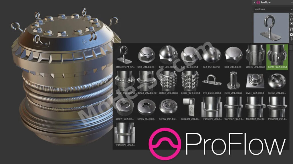 Blender模型焊接螺丝模具插件 ProFlow v0.1.4 For Blender 2.82 +