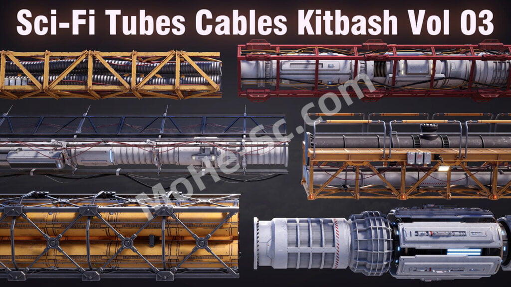 Sci-Fi Tubes Cables Pipe Kit Vol 03 科幻电缆管道3D模型  For Blender 3.0 +