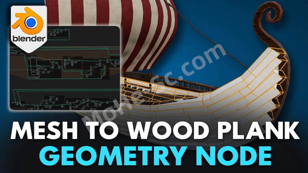 Blender面片转换成木板几何节点资产预设 Blender 4 Mesh To Wooden Planks Geometry Node For Blender 3.5 +