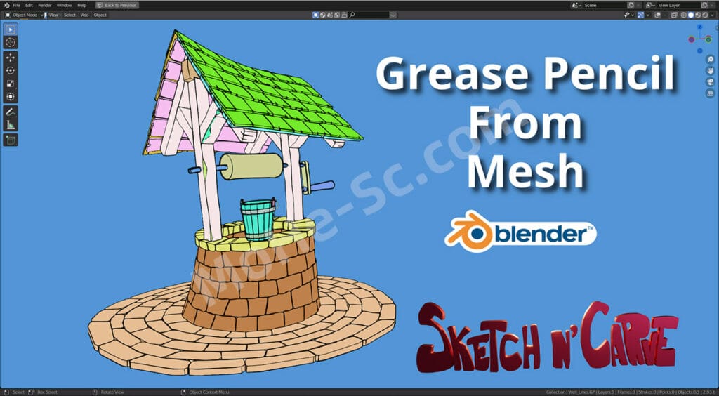 Blender油性铅笔卡通手绘滤镜预设 Grease Pencil From Mesh v2.6.0 For Blender 2.81+