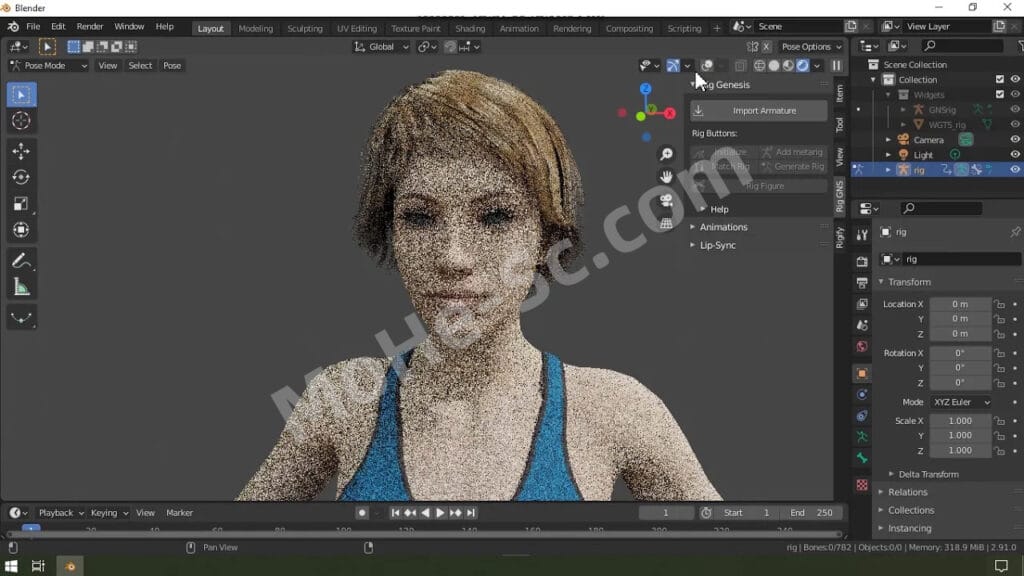 DAZ3D模型绑定动作导入Blender插件 Rig-GNS Pro V3.7.4