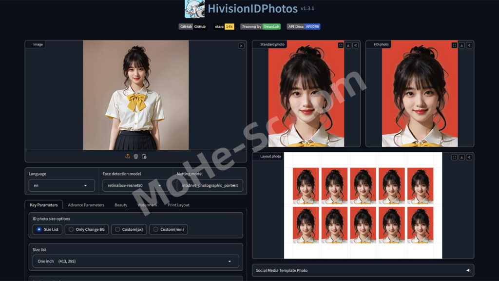 Hugging Face 一键AI证件照在线制作！支持离线、换装、美颜等 HivisionIDPhotos